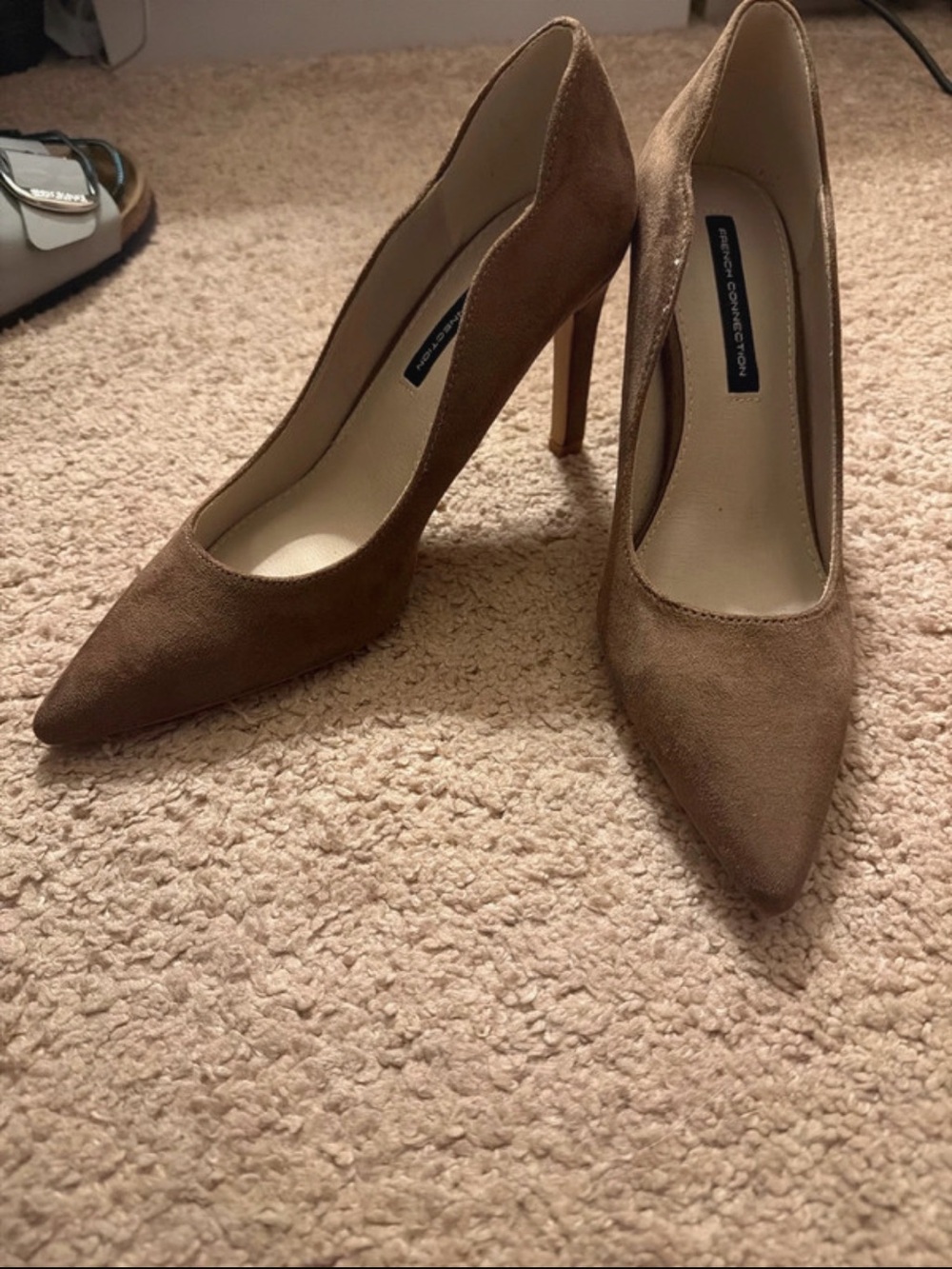 French Connection Brown Suede Pointed-Toe Pumps